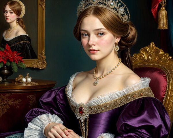 Elegant Young Woman in Lavish Interior Setting