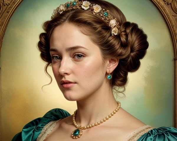 Elegant Portrait of a Young Woman in Teal Dress