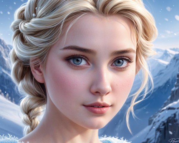 Close-Up of Young Woman in Winter Landscape