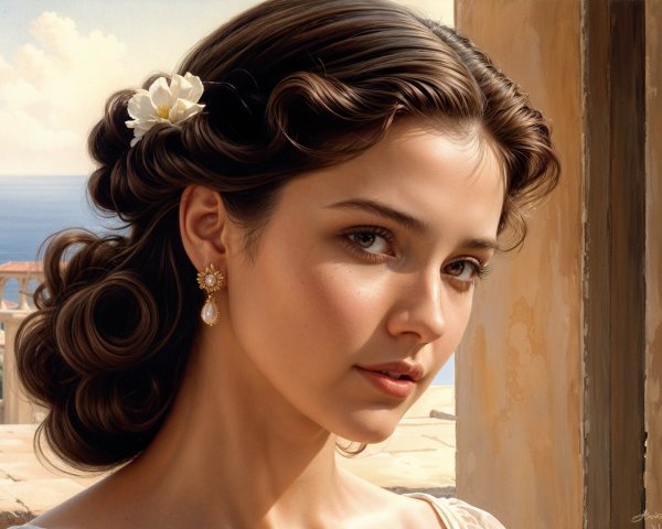 Young woman with elegant waves in a coastal setting