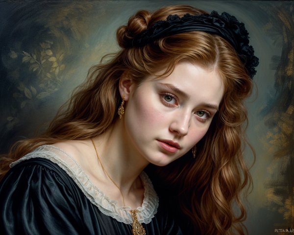 Close-Up Portrait of Young Woman with Auburn Hair