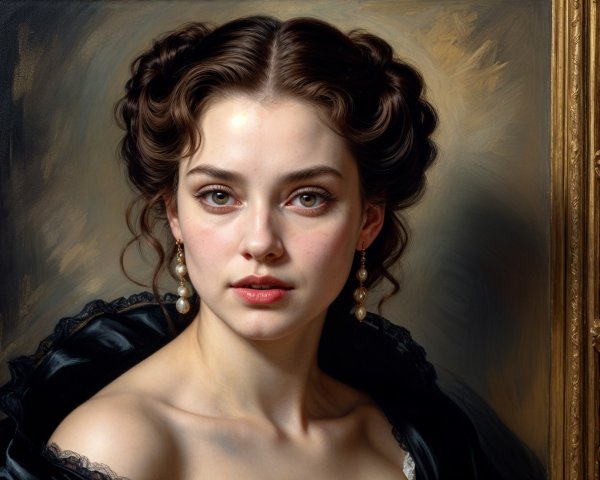 Portrait of a Young Woman in Elegant Attire