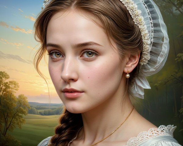 Portrait of a Young Woman in Historical Attire