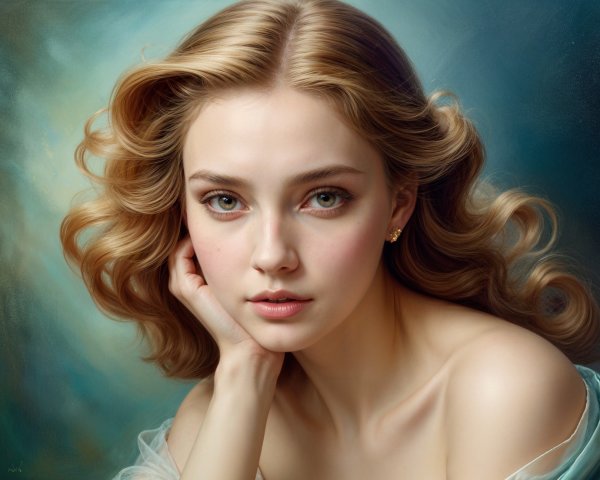 Serene Portrait of a Young Woman with Green Eyes
