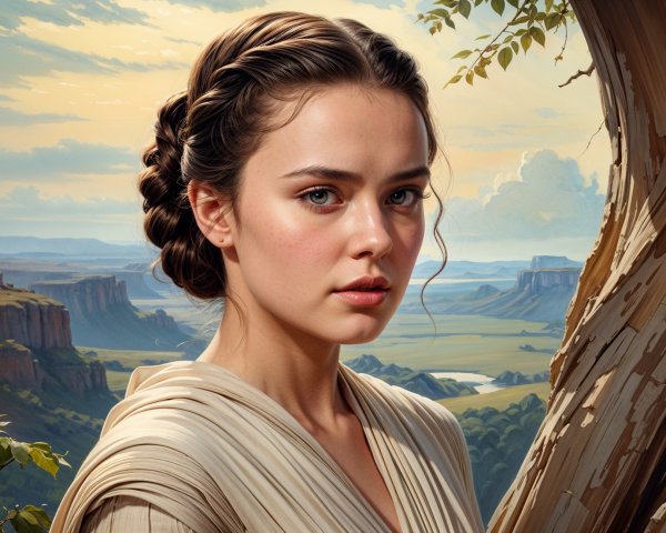 Portrait of a Young Woman in a Natural Landscape