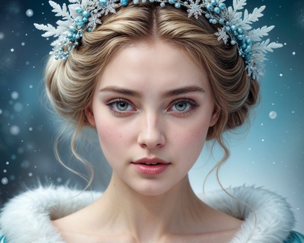 Young woman with blonde updo in snowy setting