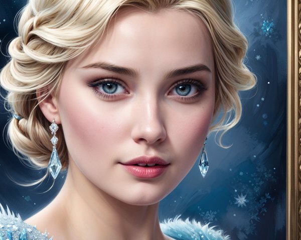 Close-up Portrait of a Young Woman in Winter Theme