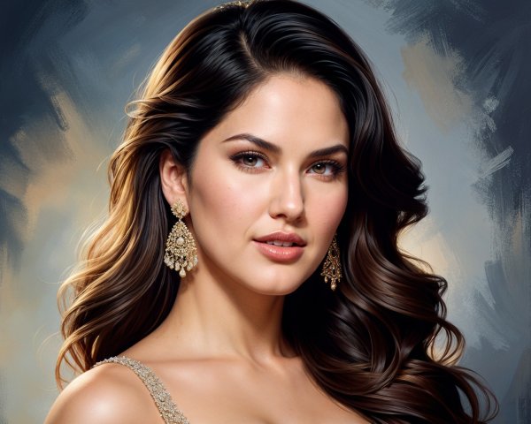 Woman with Dark Hair and Elegant Makeup in Focus