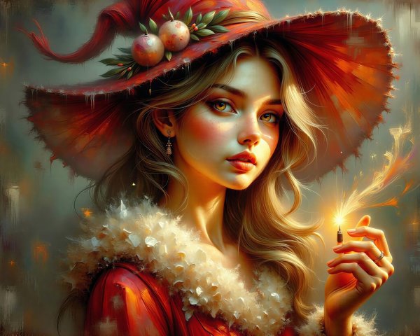 Detailed Digital Painting of a Young Female Witch