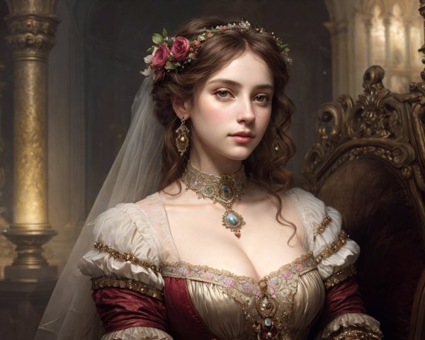 Victorian Portrait of a Woman in Elegant Attire