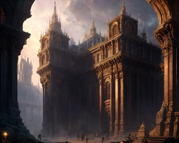 Grand Gothic Architecture with Towering Spires and Detailed Facades