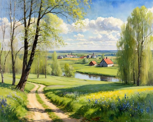 Serene Landscape of Green Hills and Blue Sky