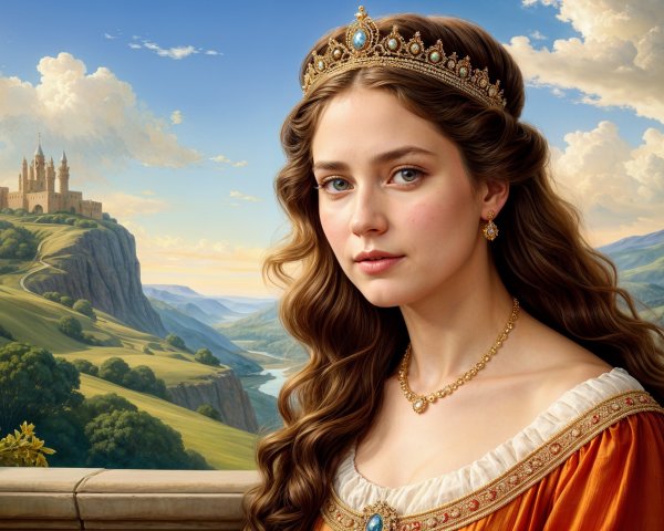 Serene Princess in Elegant Gown by Majestic Castle