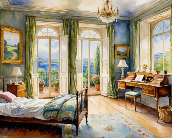 Serene Bedroom with Natural Light and Scenic Views
