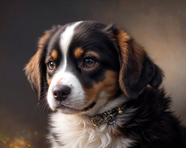 Tricolor Bernese Mountain Dog Puppy Portrait
