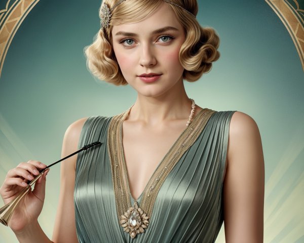 1920s Elegance: Glamorous Woman in Vintage Attire