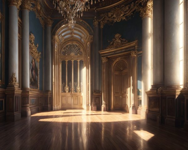 Opulent Grand Room with Ornate Architecture and Light