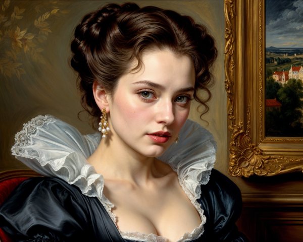 Portrait of a Young Woman in Elegant Attire