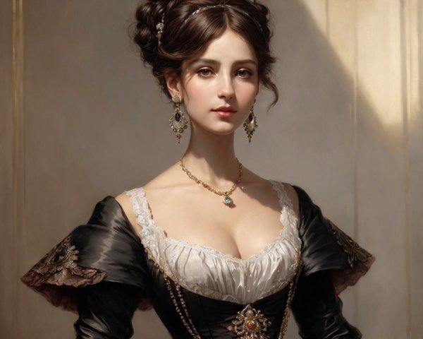 Elegant Vintage Woman Portrait with Delicate Jewelry