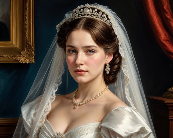 Young Woman in Luxurious Wedding Gown Portrait