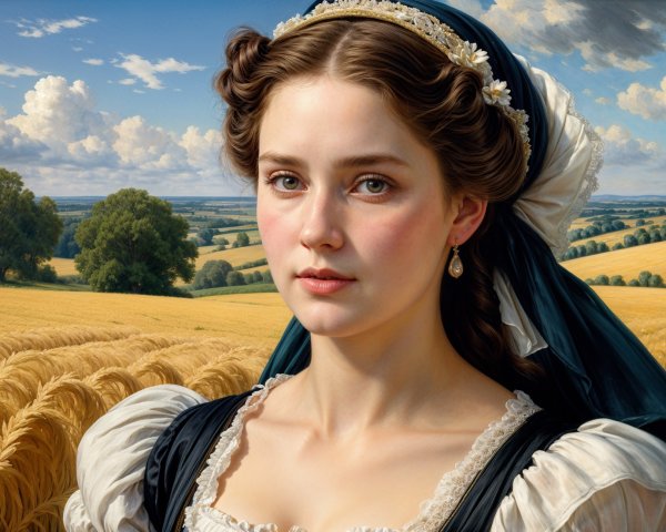 Portrait of a Young Woman in Traditional Gown