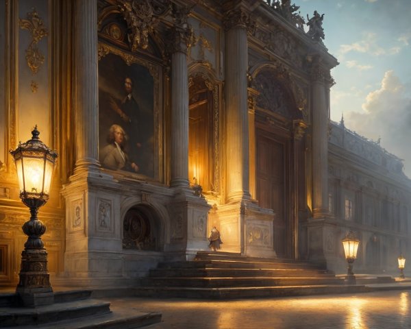 Historic Building with Opulent Exterior and Lanterns