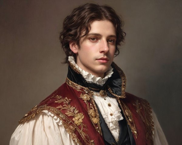 Confident Young Man in Ornate Floral Vest Attire
