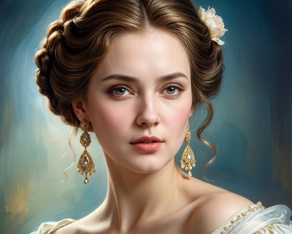Close-Up Portrait of a Young Woman with Flowers