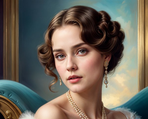 Portrait of a Young Woman with Elegant Pearls