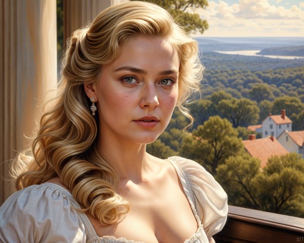 Thoughtful Young Woman Gazing Out a Window
