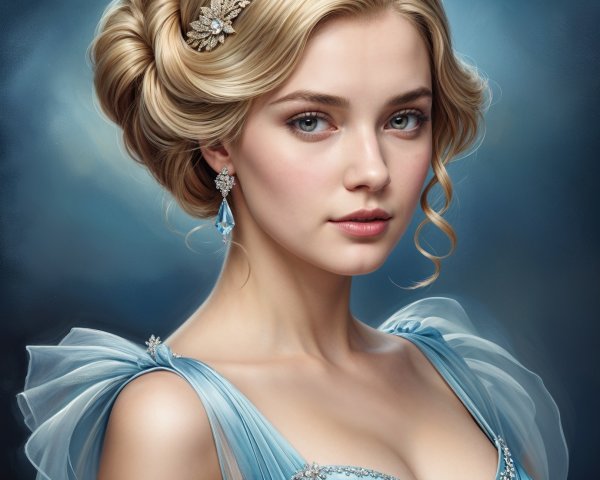 Portrait of a Young Woman in Light Blue Gown