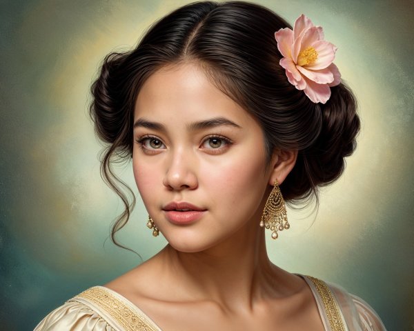 Elegant Portrait of a Young Woman with Dark Hair