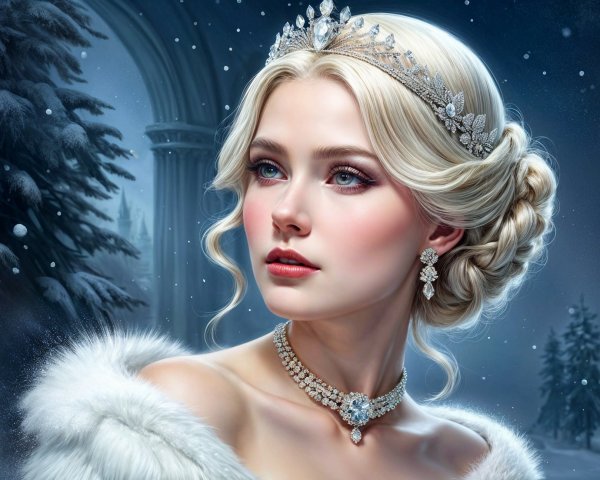 Elegant Portrait of a Woman in Winter Setting