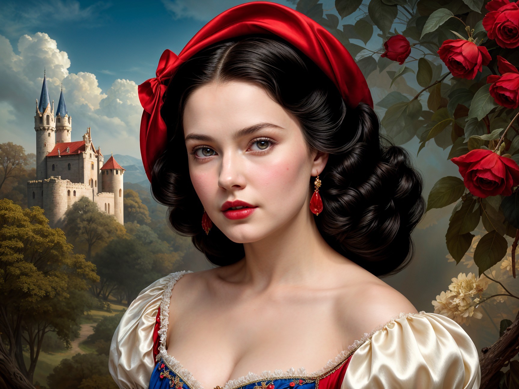 Medieval-Inspired Young Woman by Fairytale Castle