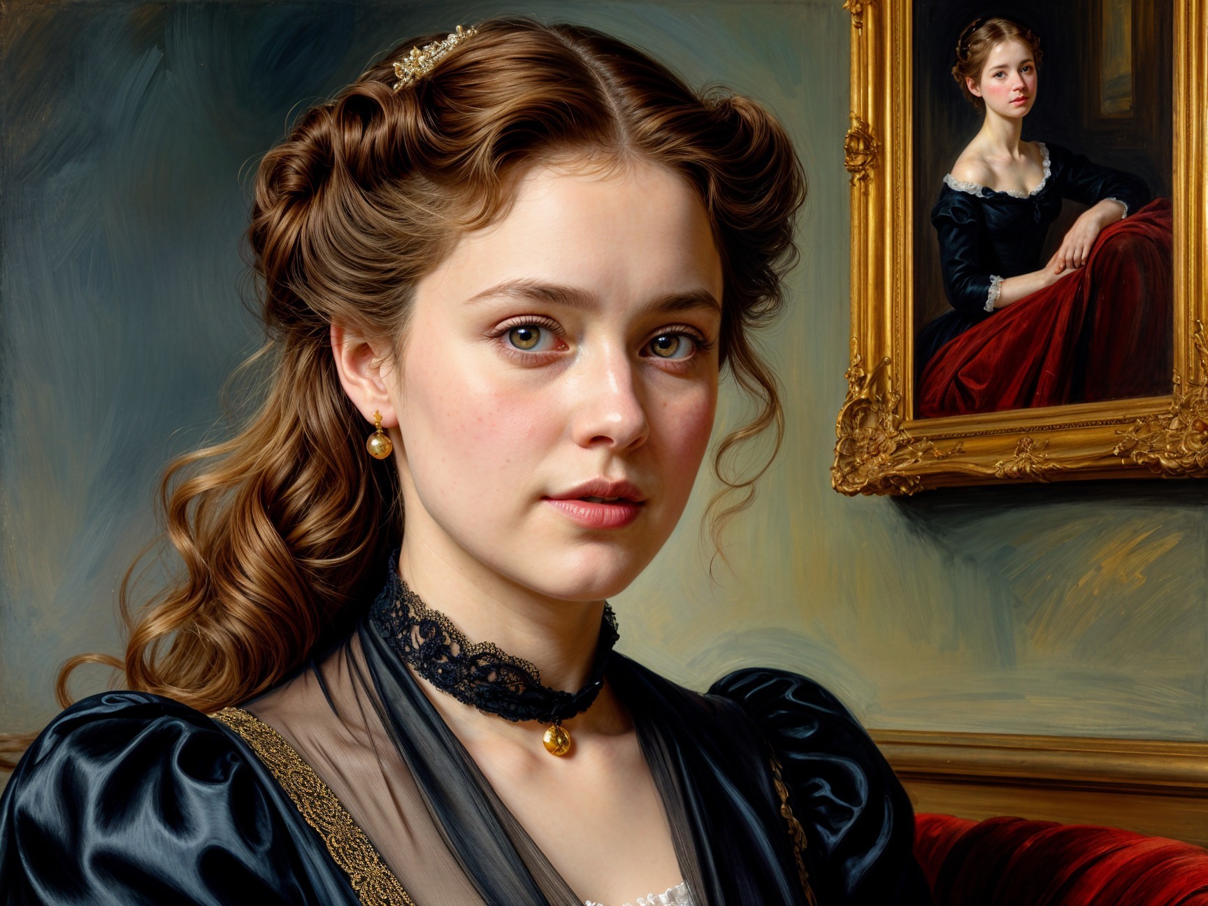 Portrait of a Young Woman in Elegant Attire