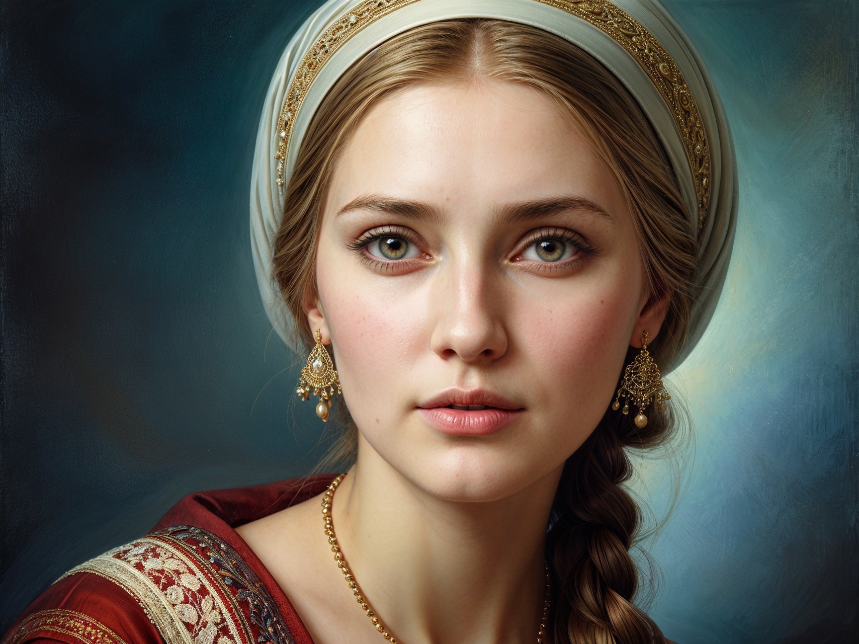 Portrait of a Young Woman with Braided Hair and Elegance