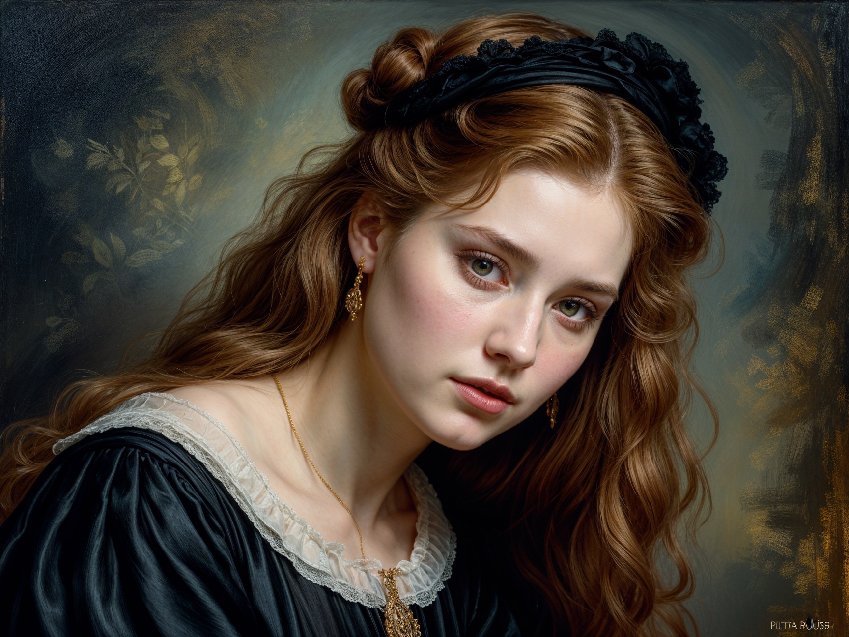 Close-Up Portrait of Young Woman with Auburn Hair