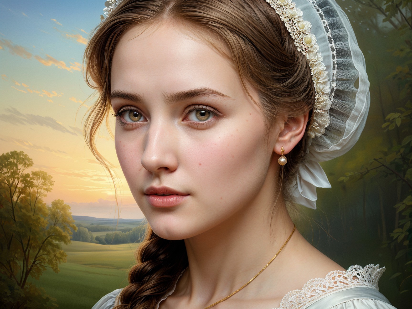 Portrait of a Young Woman in Historical Attire