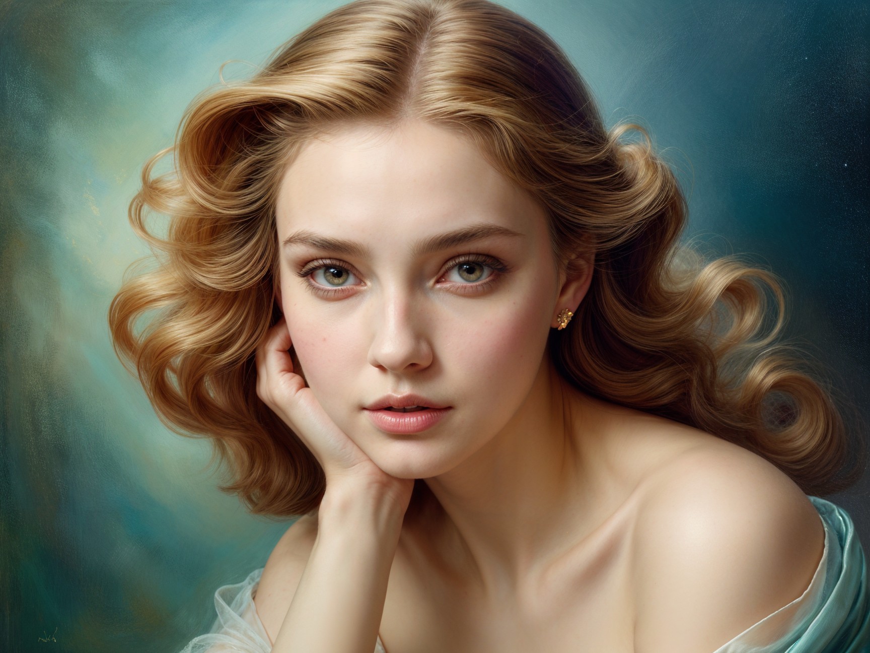 Serene Portrait of a Young Woman with Green Eyes