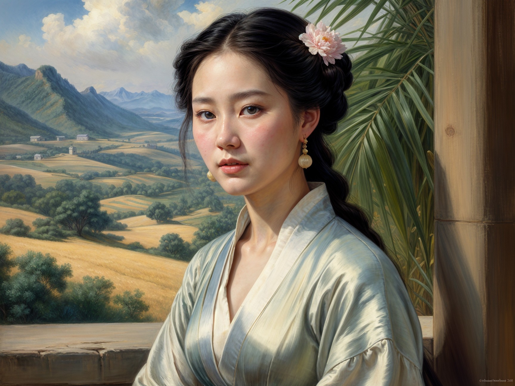 Serene Portrait of Young Woman in Traditional Attire