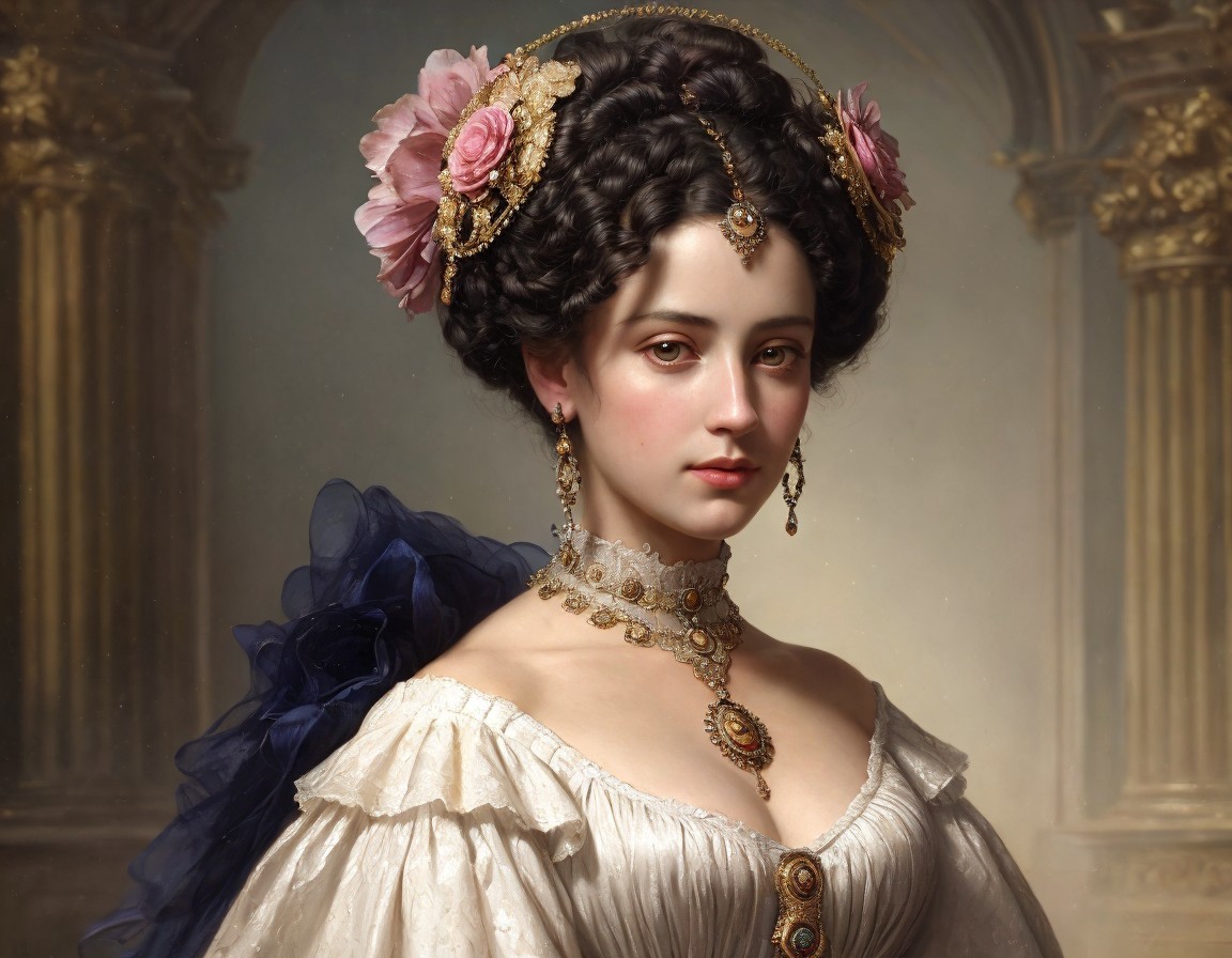 Elegant Portrait of a Young Woman in Lace Dress