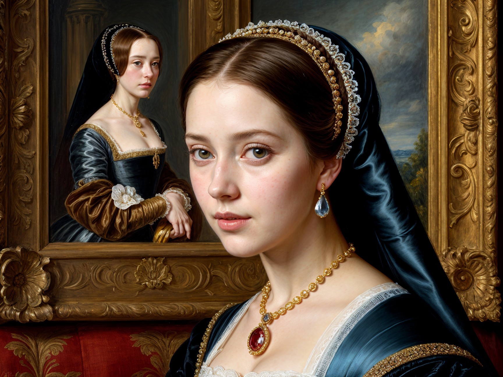 Portrait of a Young Noblewoman in Elegant Attire