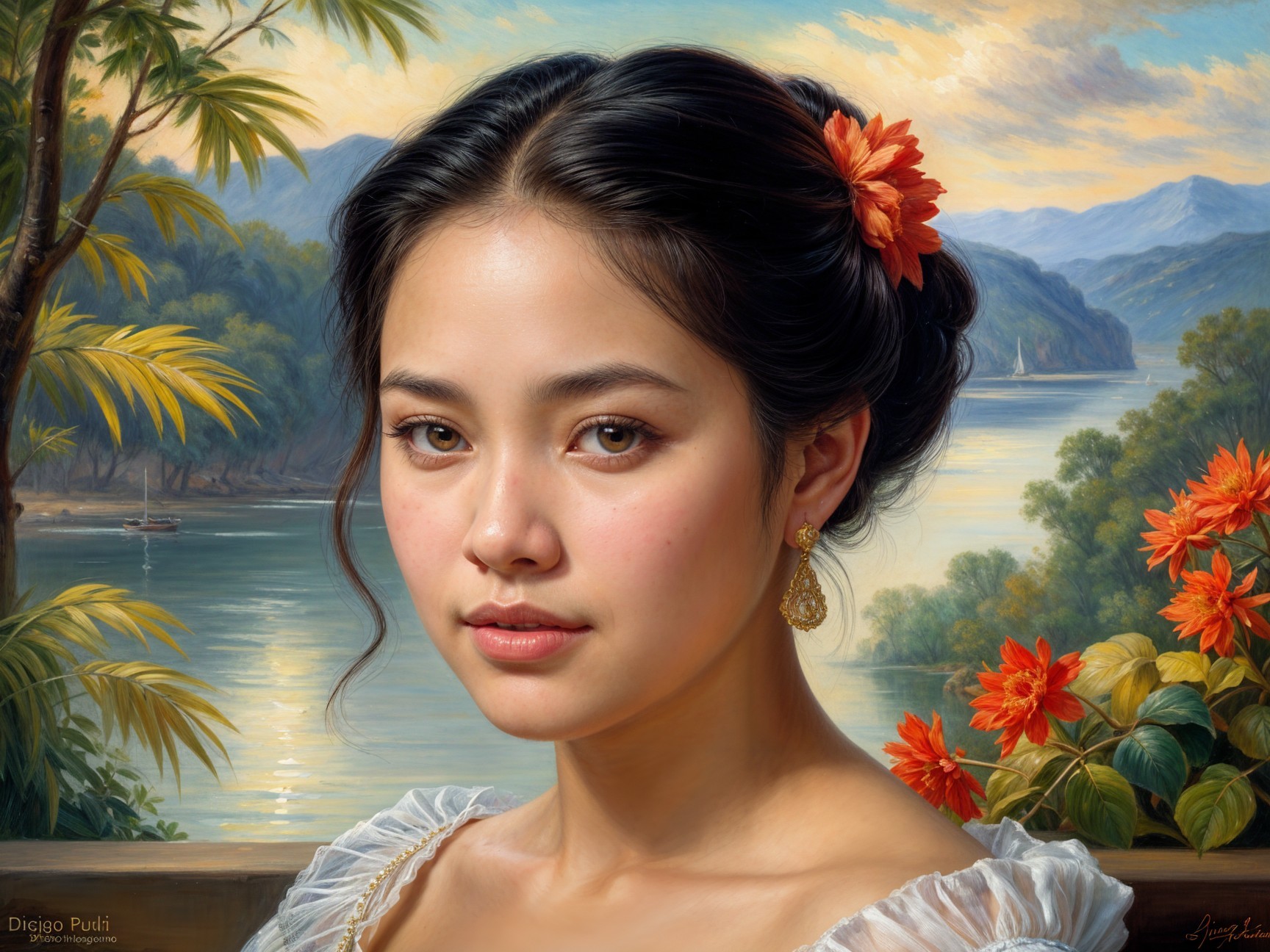 Young woman in traditional attire with serene expression