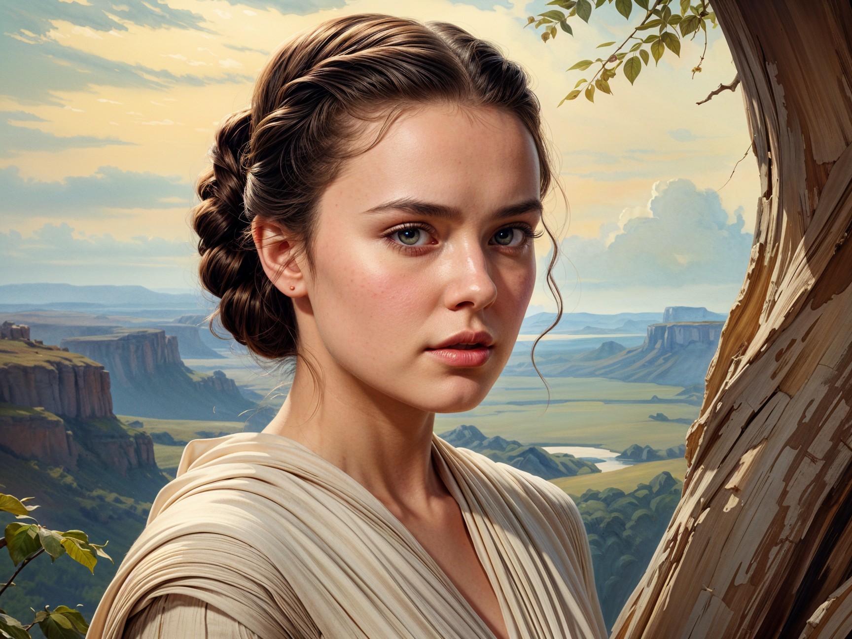 Portrait of a Young Woman in a Natural Landscape