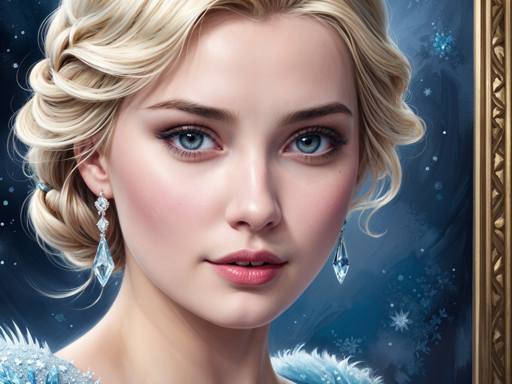 Close-up Portrait of a Young Woman in Winter Theme