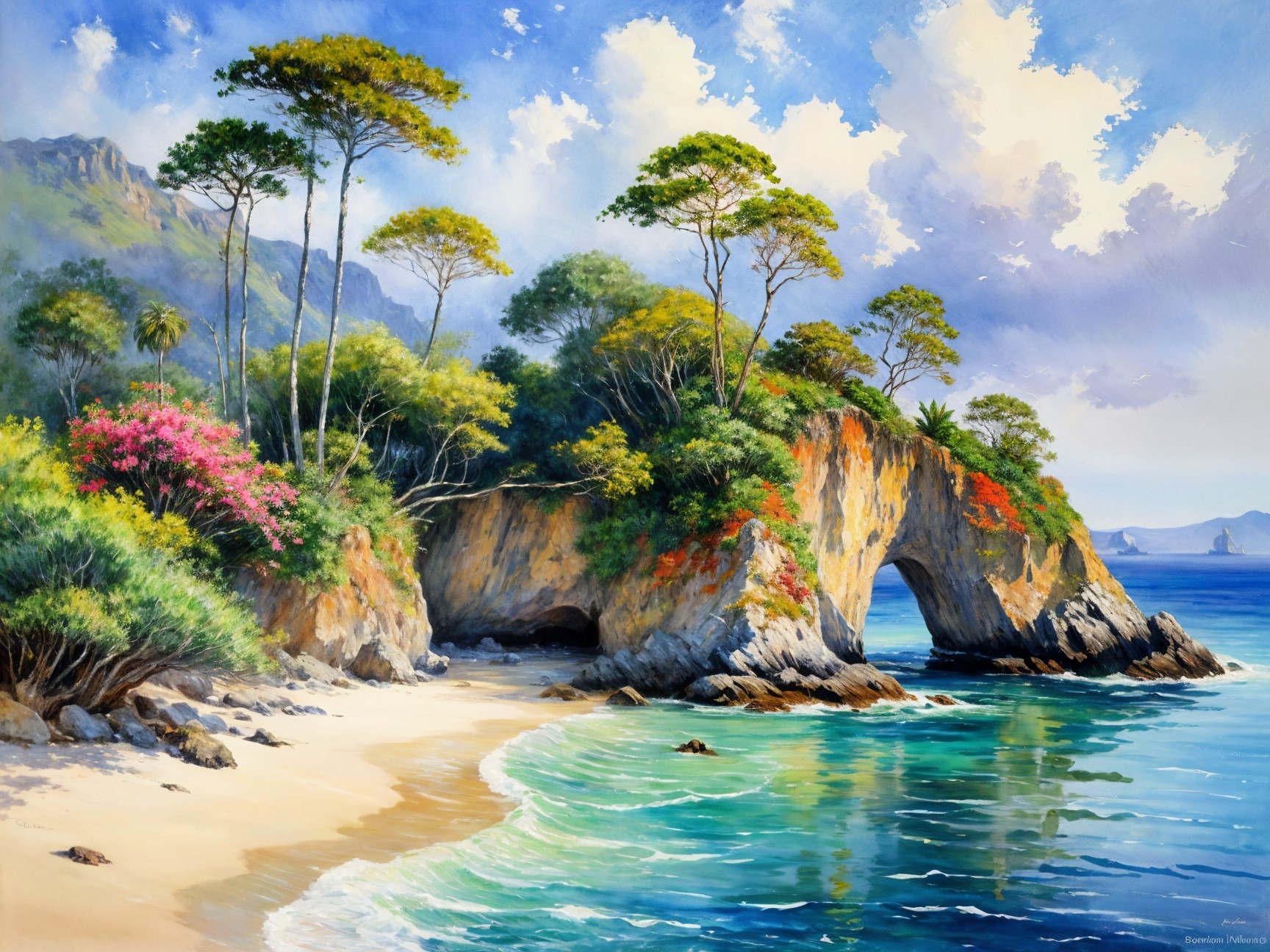 Coastal Landscape with Turquoise Waters and Cliffs