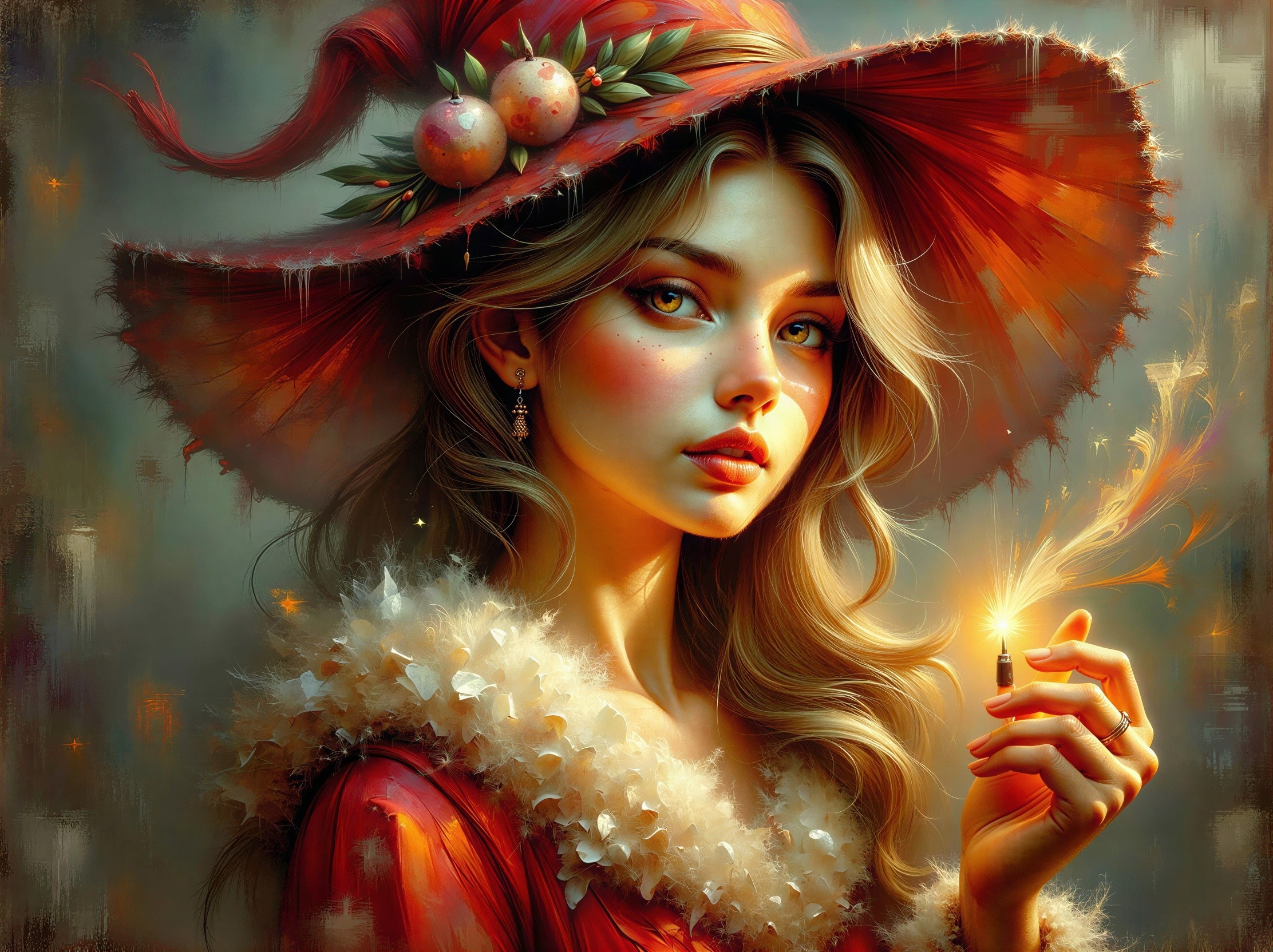 Detailed Digital Painting of a Young Female Witch