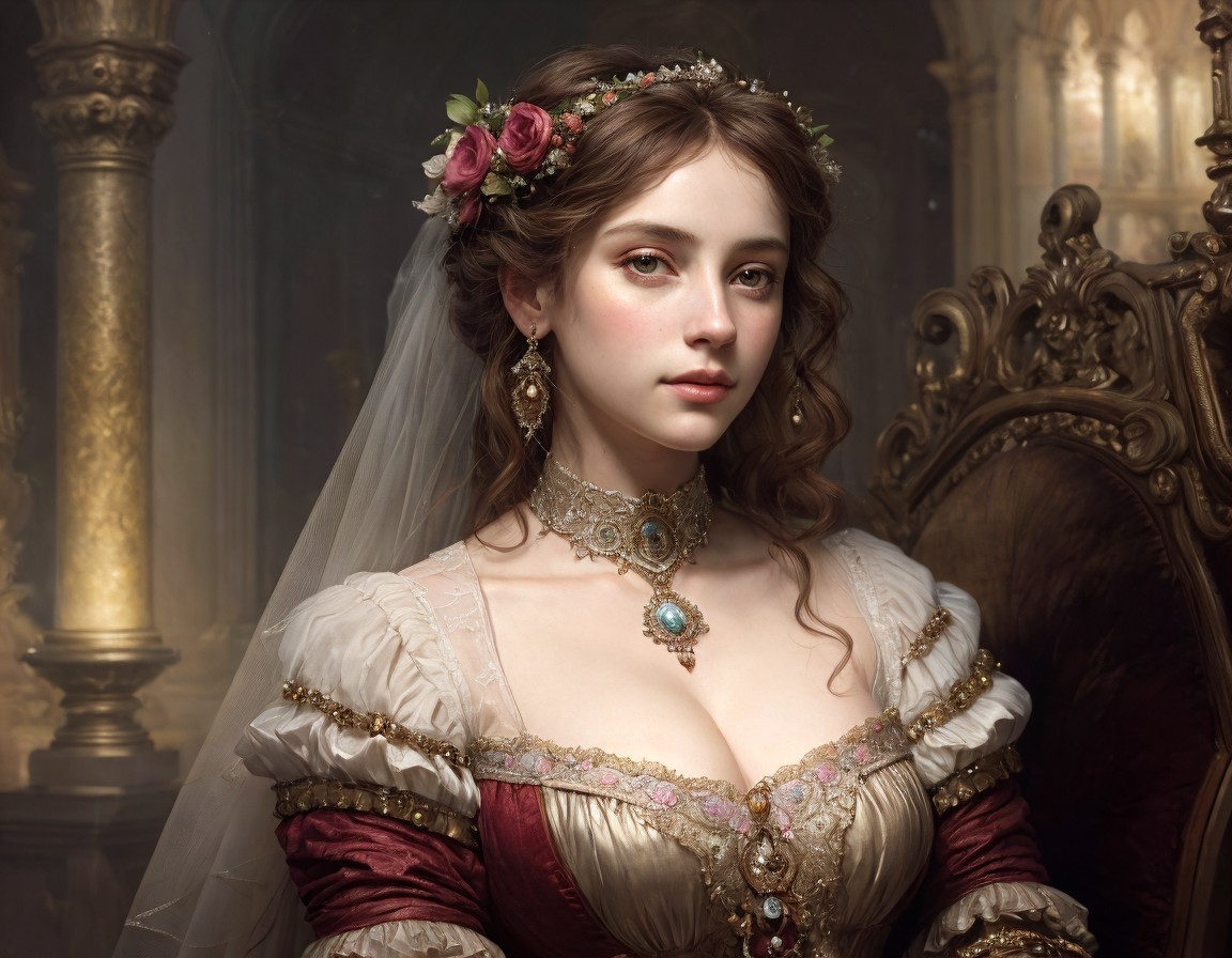 Victorian Portrait of a Woman in Elegant Attire