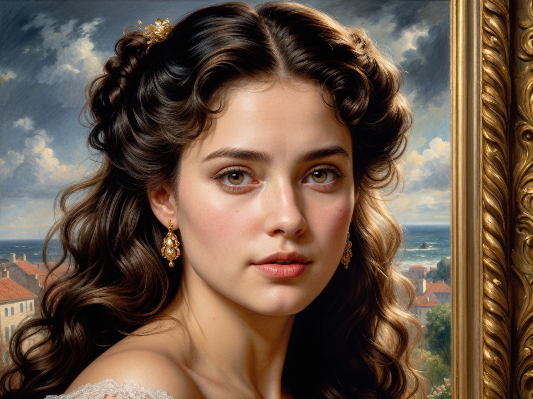 Portrait of a Young Woman in Coastal Landscape