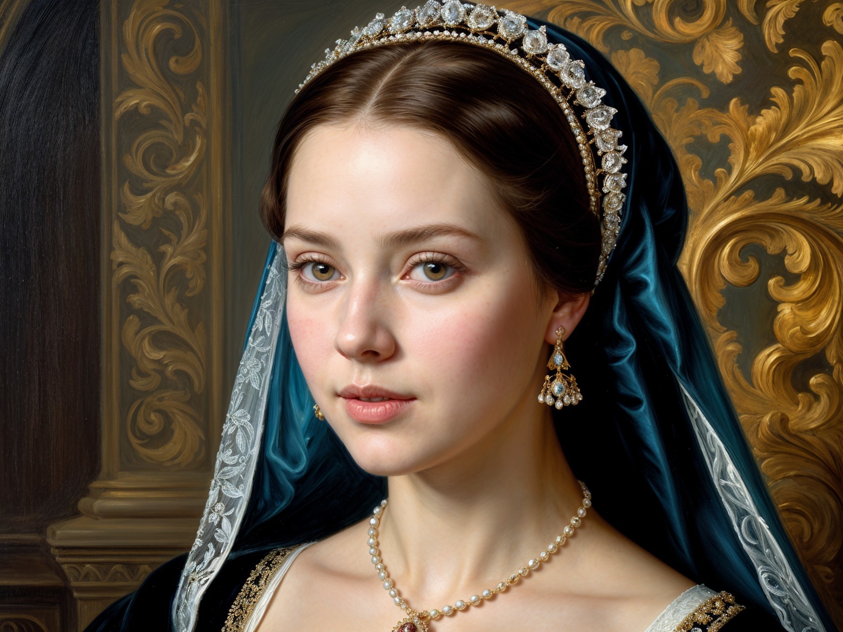 Portrait of a Young Woman in Elegant Attire